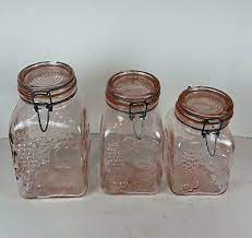 Rare Vintage Blush Pink Glass Canister