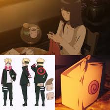 You think Hinata knits these Uzumaki symbols in? It seems unlikely  retailers would be selling clothes/materials with Uzumaki symbols. Even  with Naruto being Hokage. : r/Boruto