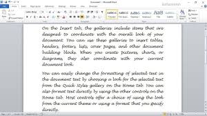 text in cursive writing in ms word