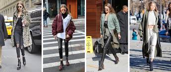 The top model hit the town in a black top and coordinating leather pants during new york fashion week. Gigi Hadid Street Style Learn How To Wear Like Gigi Hadid In The Mystyle At Giglio Com