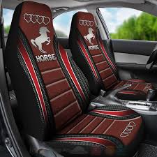 Horse And Heart Red Car Seat Covers