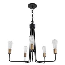 5 Way Light Chandelier With Vintage Edison Bulb Black Brass Decor Therapy Target