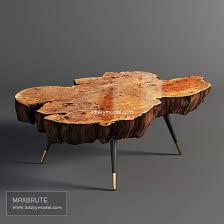 Wood Slab Coffee Table 3dmodel