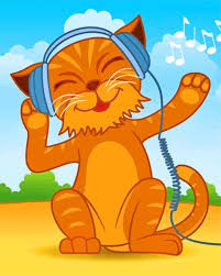 cartoon cat with headphones paint by