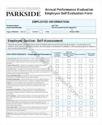 Employee Self Performance Evaluation Form For Employees Free