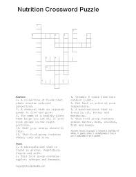 nutrition crossword puzzles
