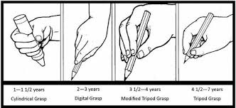 Stages Of Hand Writing Grip Development Illustrations