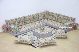 l shape gray arabic sofa set floor bed