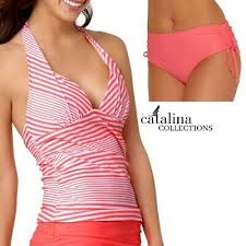 Catalina Womens Two Piece Tankini Swimsuit Bikini Set Bathing Suit Swimwear Sz S Ebay