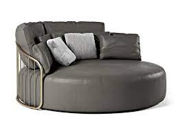 Charleston Round Curved Leather Sofa By