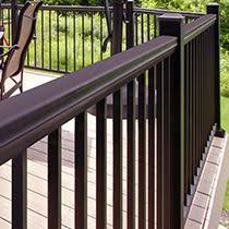 When you think about staining your deck, you might lump the different products used to create a waterproof barrier and even color into one, large pot. Close Up Of The Deck Railing Posts Available At Menards Aluminum Railing Deck Building A Deck Deck Railings