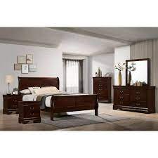 furniture of america alarcon 6 piece cherry queen bedroom set cherry queen