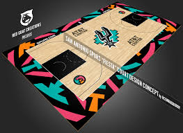 Throwing back to the team's fiesta era during which their logo included a splash of teal, pink, and orange (despite their uniforms remaining black and silver) during the 1990s. San Antonio Spurs Fiesta Project On Behance