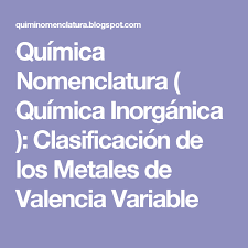 Metales De Valencia Variable