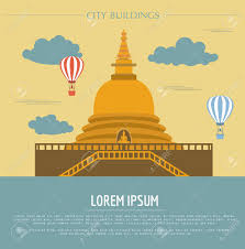 City Buildings Graphic Template Sri Lanka Buddha S Temple