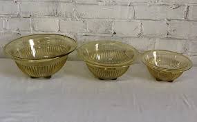 set of 3 amber depression glass bowls
