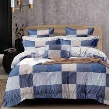 sx twin size grid blue soft bedding