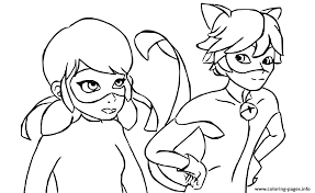 Ladybug and cat noir are talk. Ladybug And Cat Noir Are Talking Coloring Pages Printable