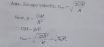 Formula For Escape Velocity In