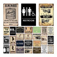 Toilet Sign Plaque Metal Vintage