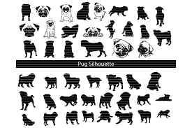 Pug Silhouette Bundle Graphic By Meshaarts Creative Fabrica