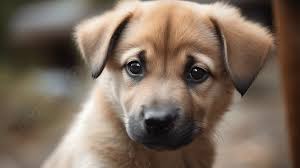 tan colored puppy stares at the camera