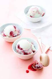 homemade frozen yogurt with sour cherry