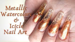 metallic watercolor nail art