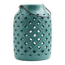 Tall Ceramic Lantern Green Homebase