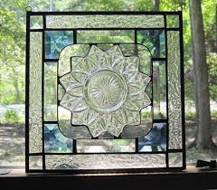Vintage Stained Glass Square Panel