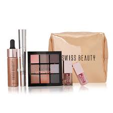 swiss beauty glam up makeup kit with 12 hour long lasting lipsticks smudge proof mascara highly pigmented eyeshadow liquid highlighter