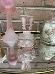 Vintage Pink Frosted Glass Perfume