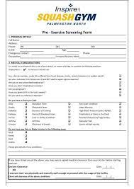 pre exercise screening form pdf
