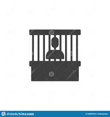 prisoner at court dock vector icon