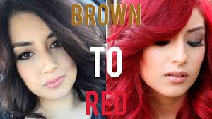 from brown hair to bright red hair