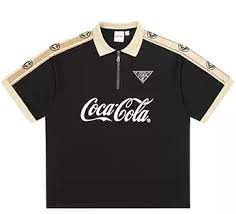 coca cola striped short sleeved polo