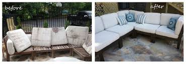 outdoor furniture and stained cushions