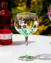 Stemless Gin Glasses Hand Painted 600ml