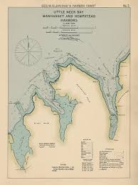Little Neck Bay Manhasset And Hempstead Harbors Long Island Colored Nautical Chart