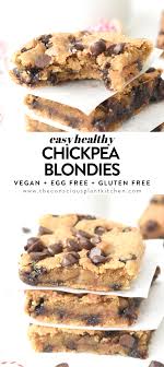 If you're looking for a heart healthy, can't eat just one, easy, and super satiating vegan cookie recipe that takes only minutes to make, then look no more. Flourless Chickpea Blondies Healthy Vegan With Nut Free Option Vegan Healthy Chickpea Food Processor Recipes Vegan Dessert Recipes Healthy Vegan Desserts