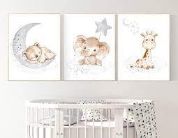 Nursery Wall Art Animals Gray Nursery