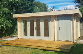Custom Design Flat Roof Log Cabin Shed