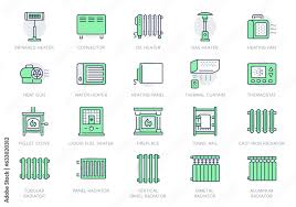Heaters Line Icons Vector Ilration