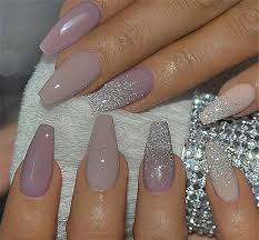 30 elegant purple glitter coffin nails