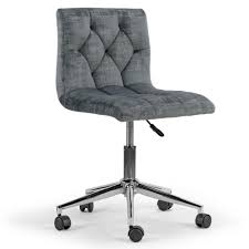The gareth upholstered desk chair with wheels keeps the ideas rolling while you work in your home office. Glamour Home Amali Grey Velvet Upholstered Adjustable Height 18 25 In With Wheel Base Swivel Office Chair Ghtsc 1284 The Home Depot