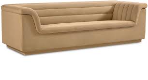 meridian cascade velvet fabric sofa in