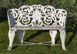 french white painted cast iron garden bench