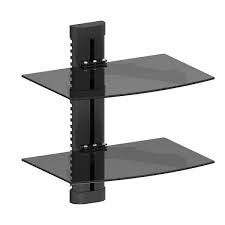 Double Tempered Glass Av Wall Shelf