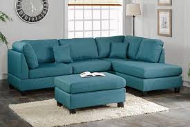 Modern Teal Leather Sectional Sofa