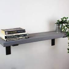 Grey Wooden Shelves With Rustic Metal